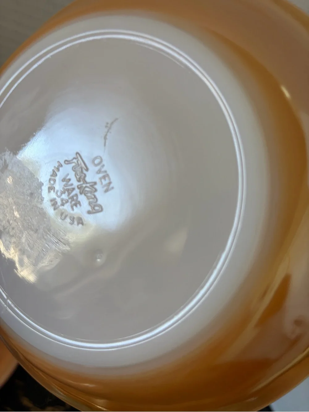 Set of Vintage Fire King Peach Lustre Laurel Leaf bowls and plates